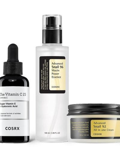 COSRX Advanced Skin Cycling Routine- Vitamin C 23% Serum + Snail 96% Mucin Essence + Snail 92% All In One Cream
